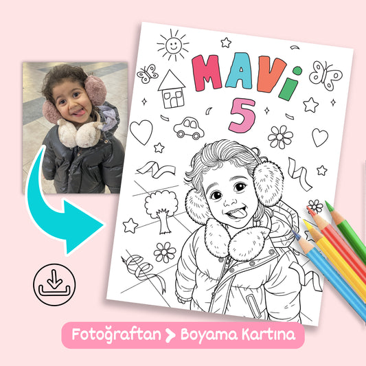 Kişiye Özel Boyama Kartı Seti (10 kişilik dağıtmalık)